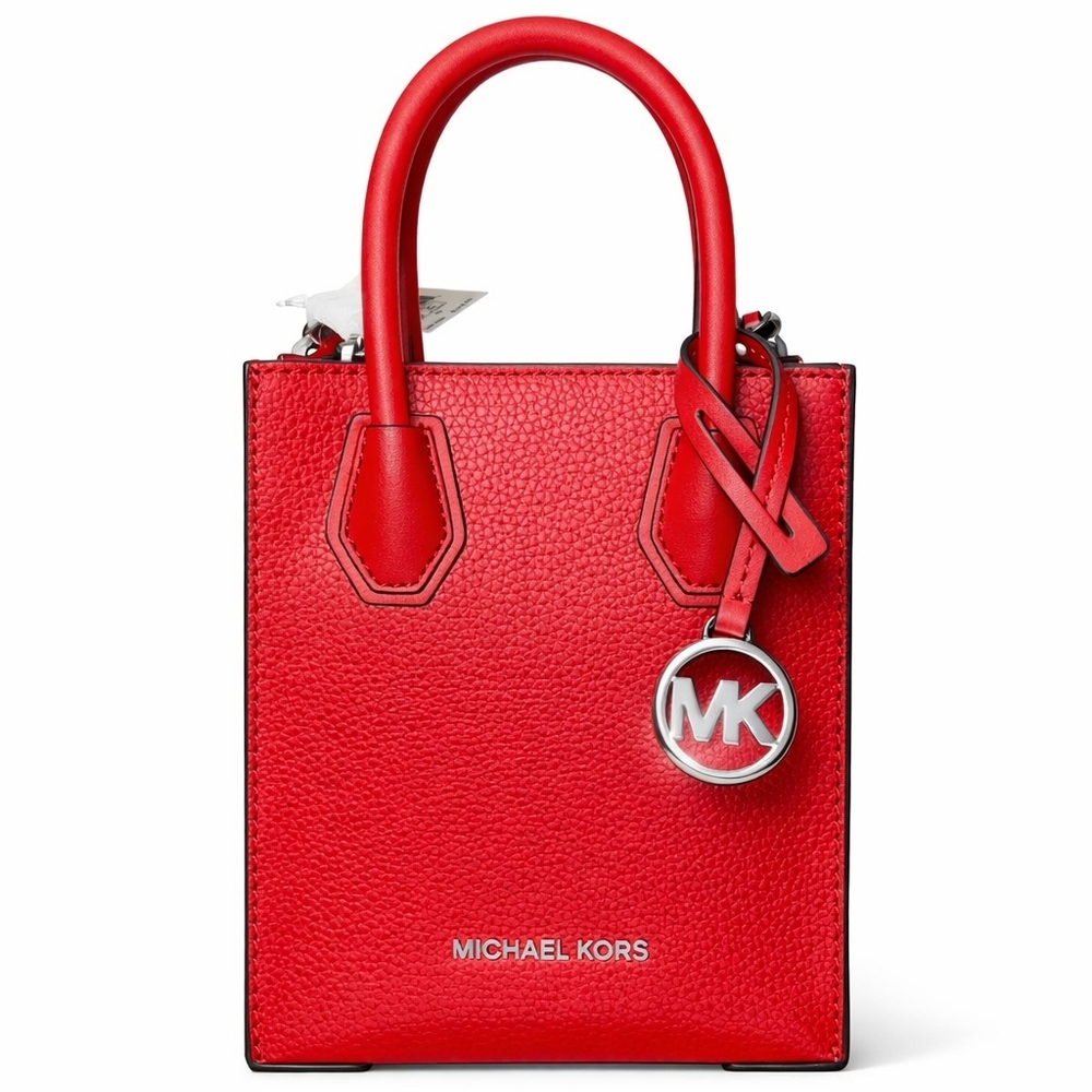🆕️Michael Kors Mercer XS Mini Tote Red Pebbled Leather Crossbody NWT